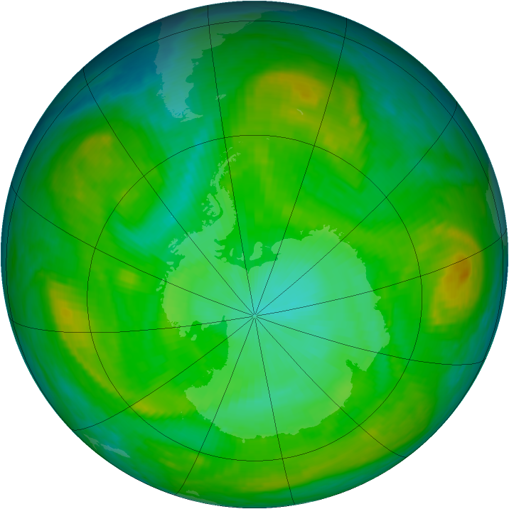 Antarctic ozone map for 02 January 1982